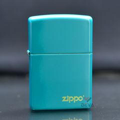 Zippo Sơn Màu Ngọc Lam In Logo Zippo Flat Turquoise ZT18