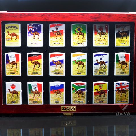 Set Zippo 18 Chiếc Sơn Chủ Đề Camel Các Quốc Gia ZN372