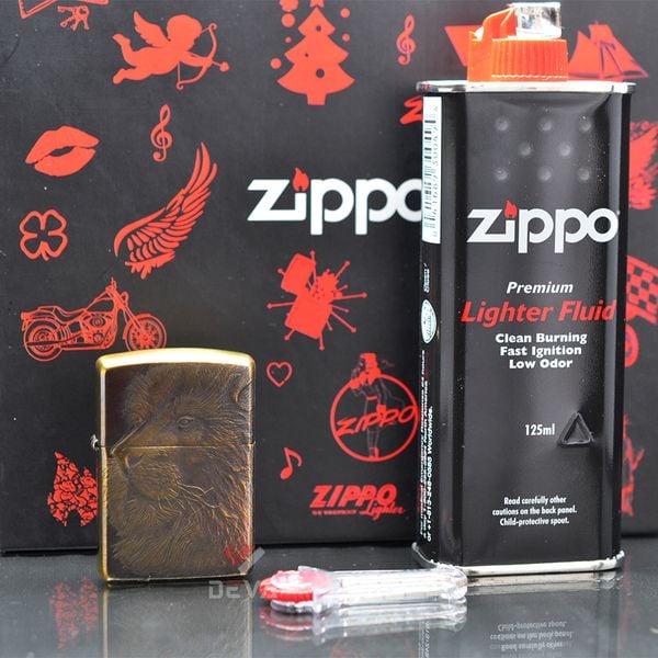 Set Zippo Armor Khắc Nổi Sư Tử 3D ZD62