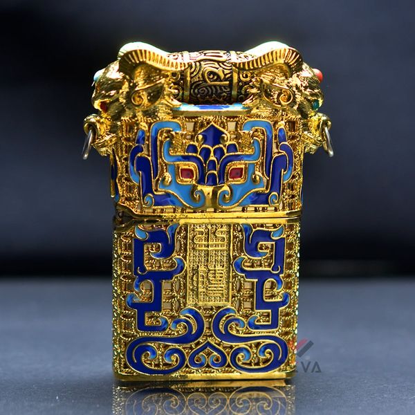 Zippo Bọc Lưới Vàng Sơn Mài Con Quay Thần Thú ZN378