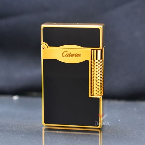 Bật lửa Calories 2 Lửa Sơn Mài Đen Viền Vàng CL - S03