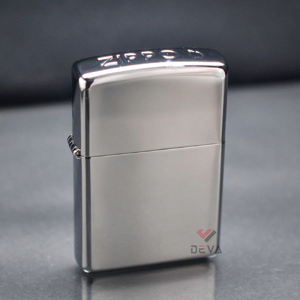Zippo Bạc Bóng Dập Chìm Biều Tượng Zippo Crown Stamp Z07