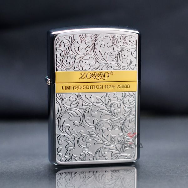Bật lửa Zorro hoa văn Venetian viền ngang mạ vàng giới hạn Z92067
