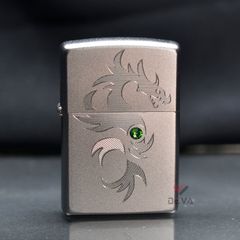 Zippo Satin Khắc Rồng Thần Đính Đá ZN70
