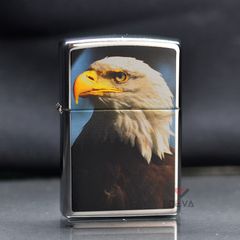 Zippo Mạ Chrome Bạc Bóng In Hình Chim Ưng Eagle Z99