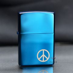 Zippo Xanh Bóng In Biểu Tượng Hòa Bình Peace On Side Z100