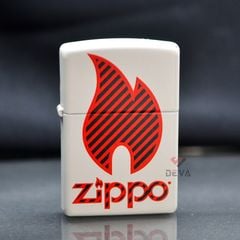 Zippo Sơn Trắng In Logo Ngọn Lửa Zippo Motif Z103