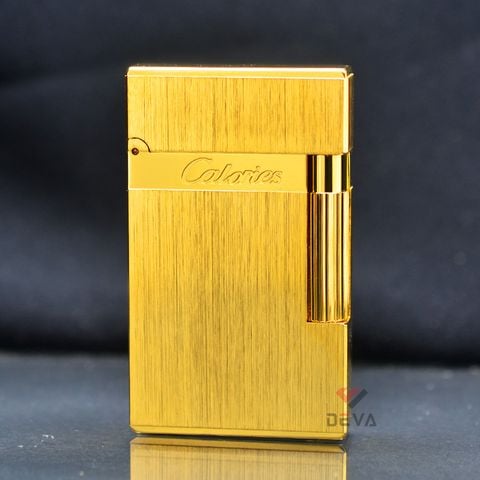 Bật Lửa Ga Đá Calories Vân Xước Viền Vàng CL-G24V