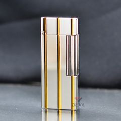 Bật Lửa Xăng Đá Calories Màu Bạc Kẻ Chìm Sọc Vàng CL05