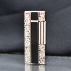 Bật Lửa Xăng Đá Calories Sơn Mài Đen Viền Hoa Văn CL06