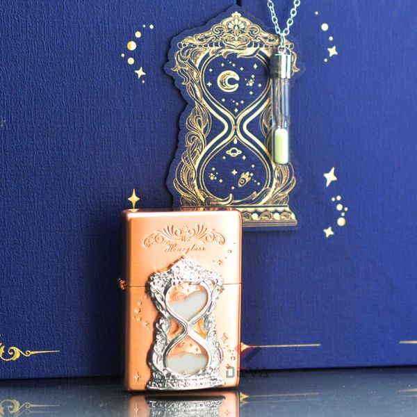 Set Zippo Vintage Đồng Đỏ Chủ Đề Đồng Hồ Cát Thời Gian ZN121