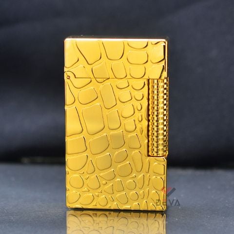 Bật lửa Calories 2 Lửa Hoa Văn Da Cá Sấu Mạ Vàng CL-S05