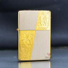 Bật Lửa Zorro Vân Xước Kẻ Chéo Hoa Văn Venetian Mạ Vàng Z91770