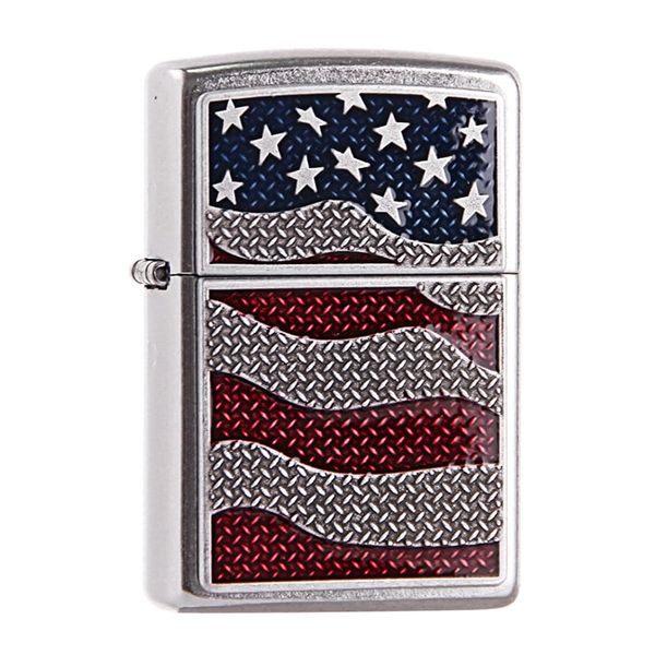 Zippo Emblem Quốc Kỳ Mỹ Diamond Plate Flag Z122