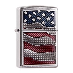 Zippo Emblem Quốc Kỳ Mỹ Diamond Plate Flag Z122