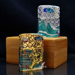 Zippo Bọc Lưới Mạ Vàng Chủ Đề Chúa Sơn Lâm Rời Núi ZN189