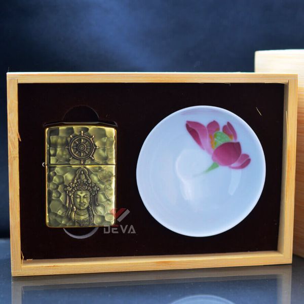 Set Zippo Armor Phật và Chén Hoa Sen ZN201