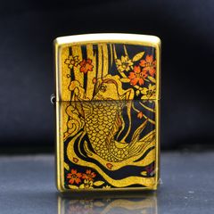 Zippo Gắn Tranh Ukiyo-e Cá Chép Trong Đầm Nước ZN217