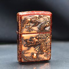 Zippo Ốp Emblem Khắc Nổi Hình Rồng Cầm Châu ZN225