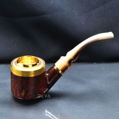 Tẩu  Xì Gà cán sừng bọc hoa văn mạ vàng Freesize TS15