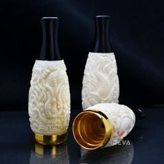 Tẩu xương hút khắc hình rồng cán sừng Freesize TX01