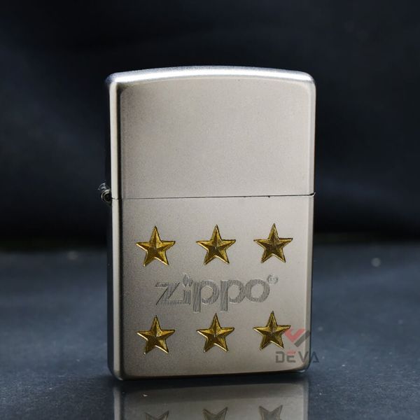 Zippo Mạ Satin Khắc Logo Hãng Kèm Ngôi Sao Mạ Vàng ZK20