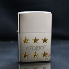 Zippo Mạ Satin Khắc Logo Hãng Kèm Ngôi Sao Mạ Vàng ZK20