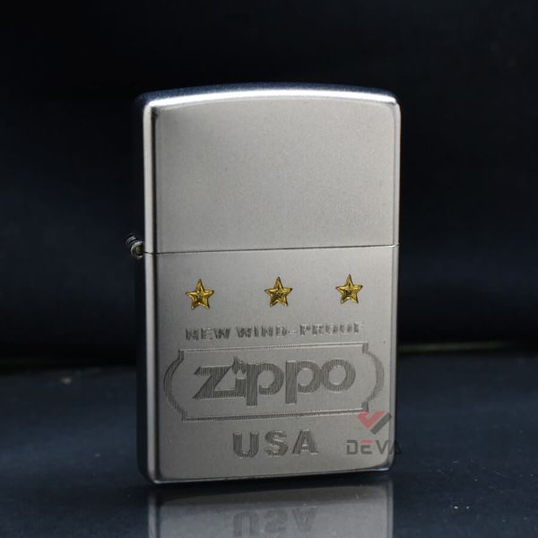 Zippo Satin Khắc New Wind-proof Zippo Kèm Ngôi Sao Vàng ZK21