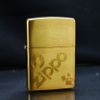 Zippo Vàng Xước Khắc Ngọn Lửa Và Logo Zippo Chéo ZK78