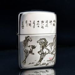 Zippo Bạc Khối Tái Bản 1941 Đàn Ngựa Mã Đáo Thành Công BK24