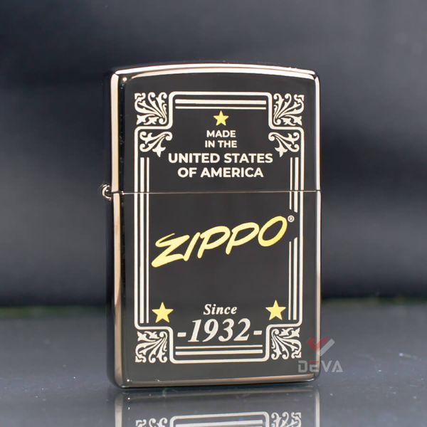 Zippo Đen Khắc Khung Thương Hiệu Zippo Framed Design Z182
