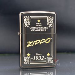 Zippo Đen Khắc Khung Thương Hiệu Zippo Framed Design Z182