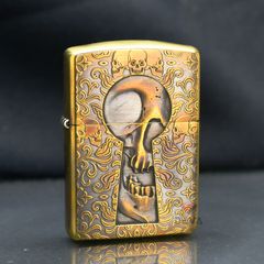 Zippo Armor Khắc Đầu Lâu Sau Lỗ Khóa ZD00