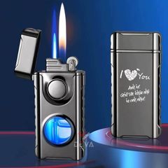 Bật lửa gas đá 2 phong cách lửa bình gas trong suốt TH-617