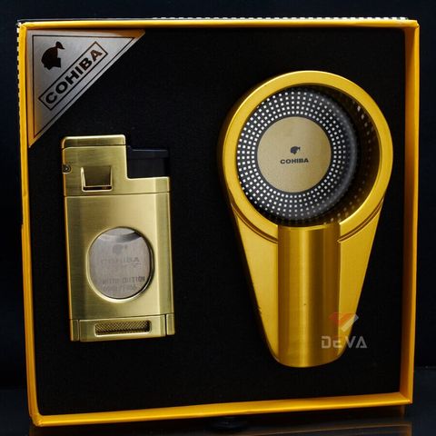 Set 2 món Cohiba bật lửa khò 3 tia có dao cắt và gạt tàn  HB 196
