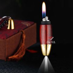 Móc khóa bật lửa mini bọc gỗ kèm đèn LED WD869
