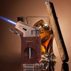 Bật lửa ga Honest khò 1 tia kèm dao cắt chữ V BCZ 803