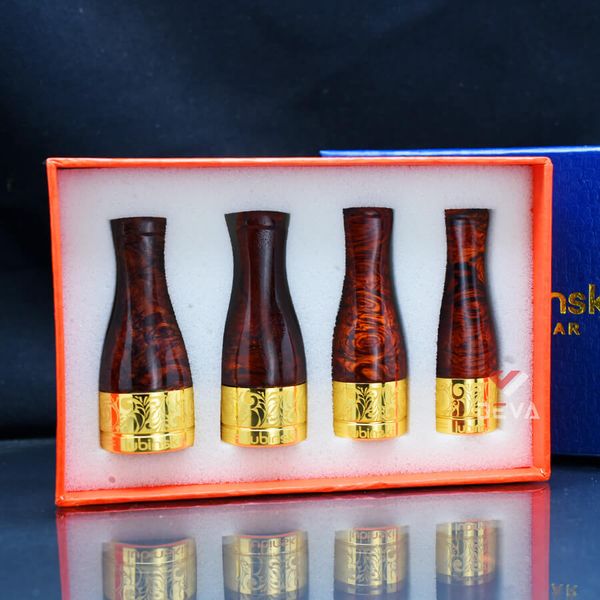 Set tẩu Xi Ga 4 size Lubinski gỗ cẩm mạ vàng TG12