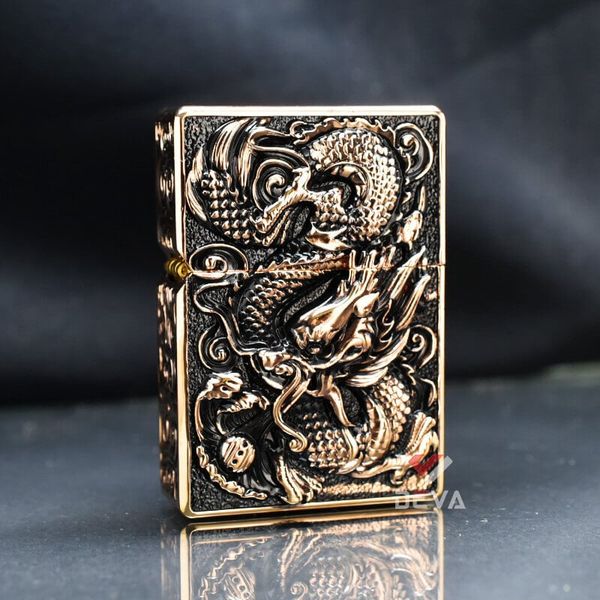 Bật lửa xăng đá Zorro vỏ dày khắc nổi rồng bay phượng múa Z-KJ1004