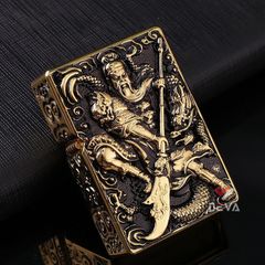 Bật lửa xăng đá Zorro bọc vỏ dày khắc nổi tướng Quan Vũ Z-KJ1005