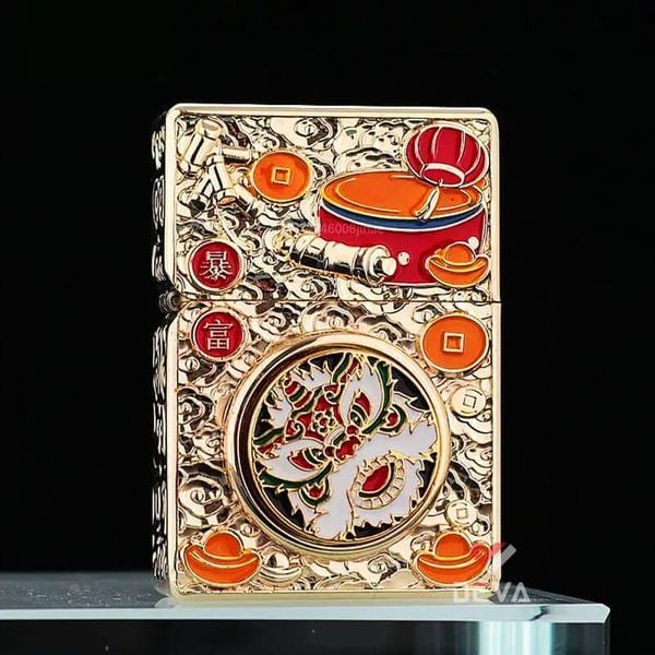 Bật lửa Zorro bọc vỏ dày vòng xoay đầu Lân may mắn Z-KJ1025