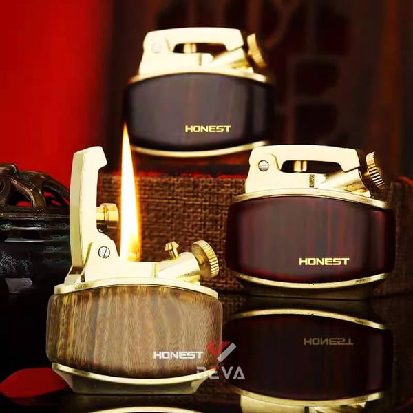 Bật lửa xăng đá Honest vỏ gỗ cao cấp đánh lửa tự động BCZ 808