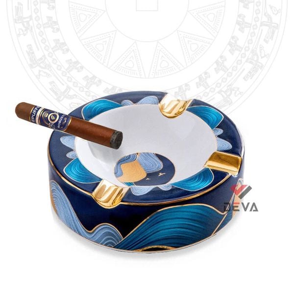 Gạt tàn sứ 4 điếu tròn hoa văn Royal Queen