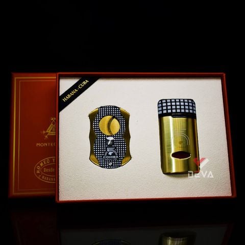 Set phụ kiện Cigar 2 món bật lửa và dao cắt GF 002