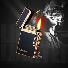 Bật lửa gas đá chính hãng Derui sơn mài in Logo DR1009
