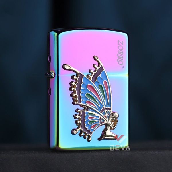 Bật lửa xăng đá Zorro ốp Emblem nàng tiên cánh bướm Z91826