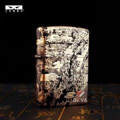 Bật lửa Zorro bức tranh Thanh Minh Thượng Hà Đồ mạ vàng Z2-1070