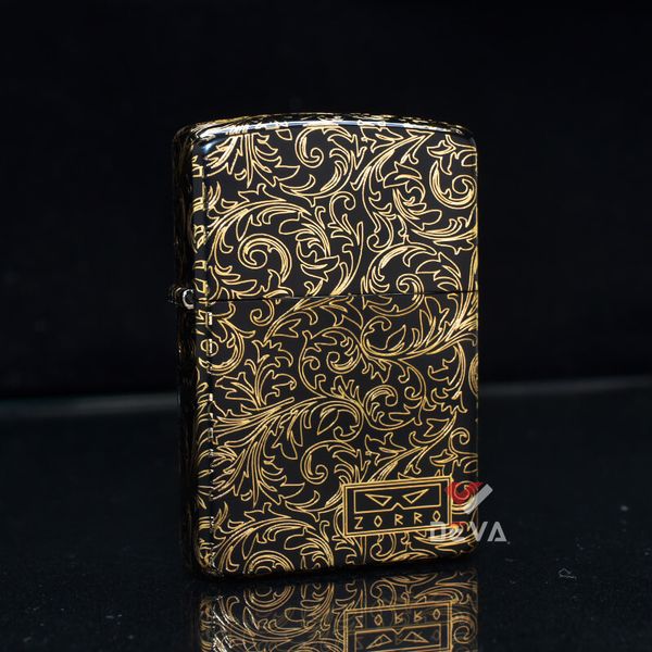 Bật lửa xăng đá Zorro hoa văn cổ điển mạ vàng bản giới hạn Z2-1079