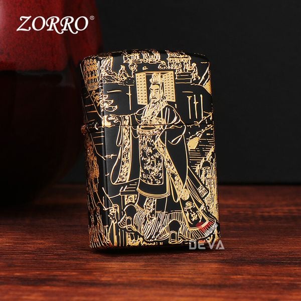 Bật lửa xăng đá Zorro chủ đề Tần Thủy Hoàng Đế mạ vàng Z2-1071
