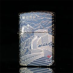 Bật lửa xăng đá Zorro chủ đề Vạn Lý Trường Thành mạ vàng Z2-1076
